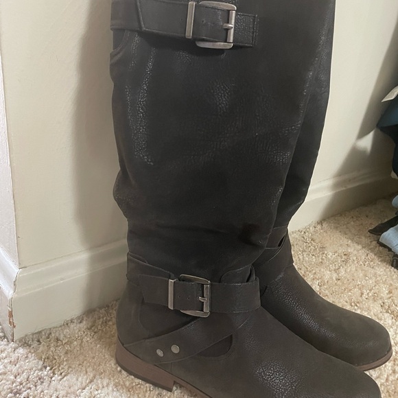 Crown Vintage Bobbie Riding boot Suede Buckles Zipper - Picture 4 of 8